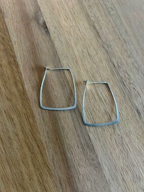 Barneys New York Designer Sterling Silver Geometric Square Hoop Earrings